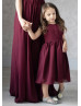 Pleated Chiffon Tea Length Flower Girl Dress